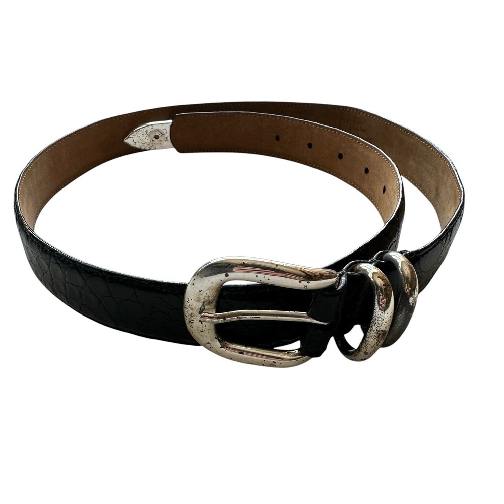 Bespoke Black Genuine Caiman Crocodile Mens Belt Size 34 NWOT